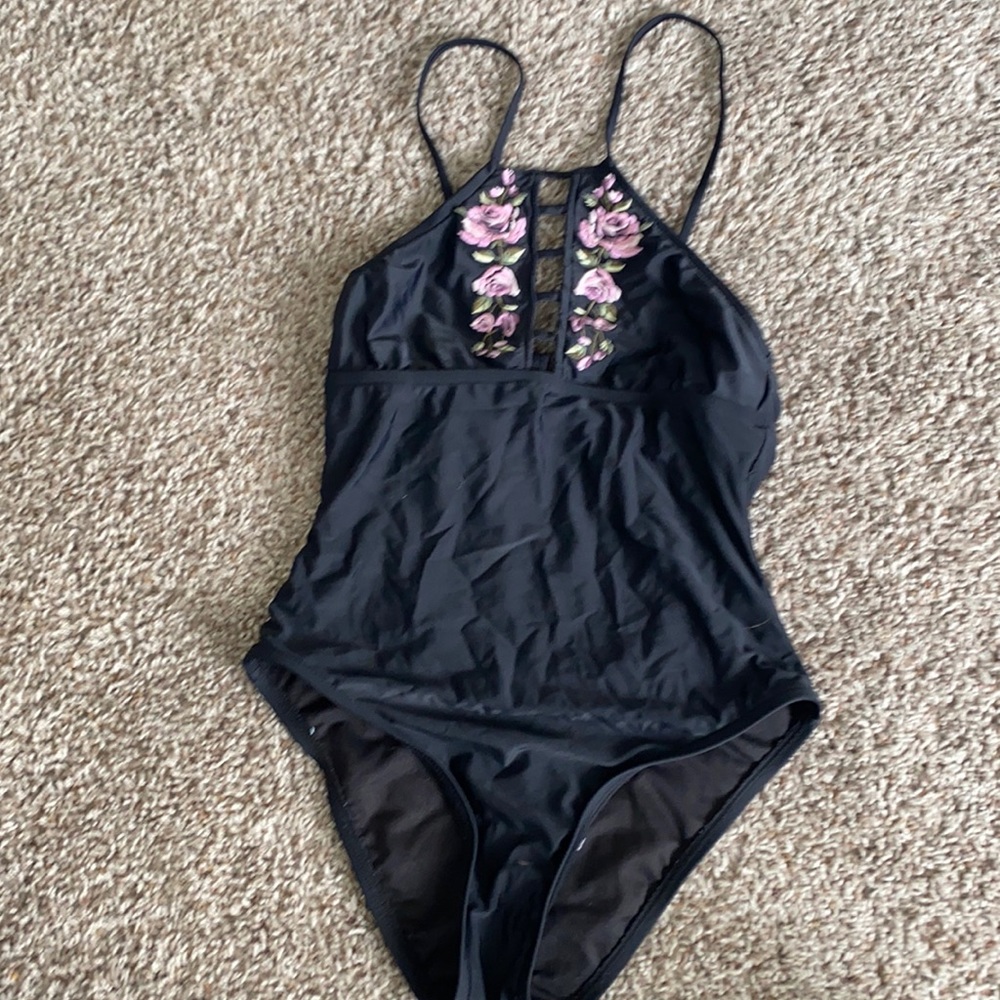 Black one piece swim suit